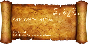 Sáfár Éva névjegykártya